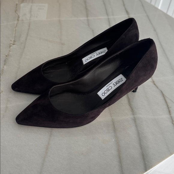 Jimmy Choo Dark Brown Suede Heels - Picture 3 of 13